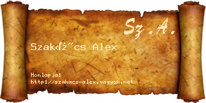 Szakács Alex névjegykártya